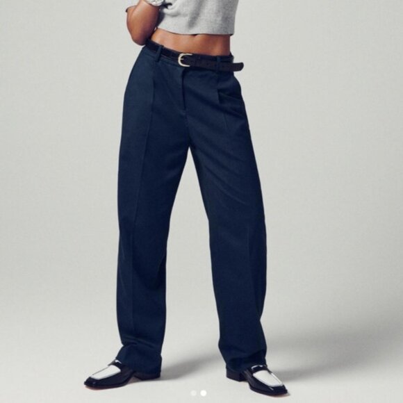 J. Crew Pants - J. Crew Navy Essential Pants 16 Pleated Straight Leg City Twill Office BR709 NWT